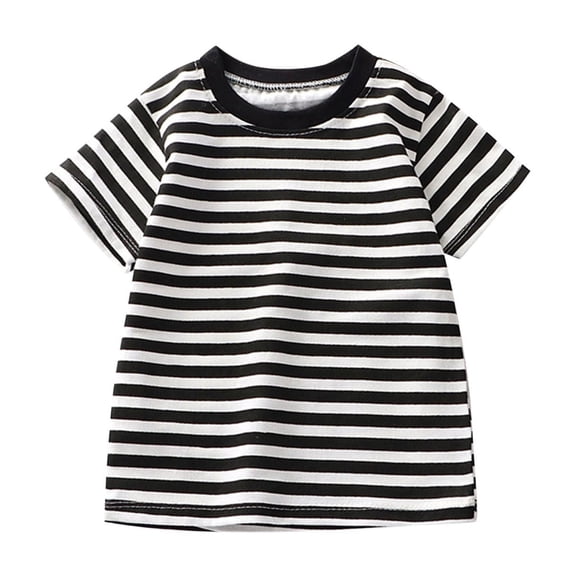 Striped Sport Gym Casual Running T Shirt for Kids Girl Boy Fall Summer Short Sleeve Crew Neck Print Tee Shirt Tops Child 2026 Soft Comfy Clothing Fashion