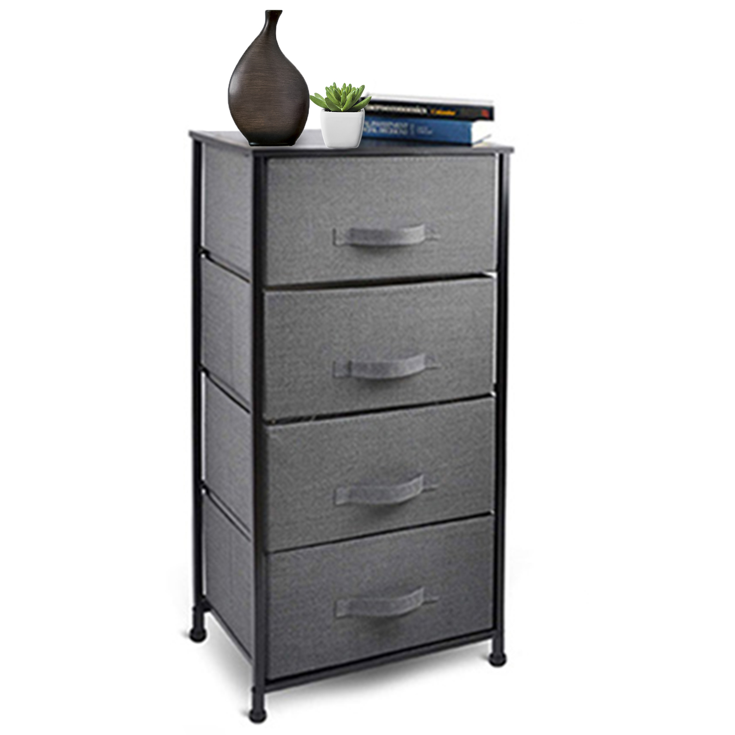 EHC A4 4Drawer Tall Tower Plastic Storage Unit Black Storage Solutions