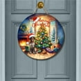 thumbnail image 2 of Merry Christmas German Shorthaired Pointer Santa Hat Xmas Tree Winter Holiday Round Wood Sign GSP Lover Dog Gift Hanging Wall Home Decor - 01013, 2 of 5