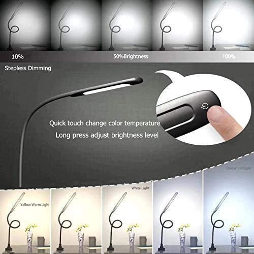 LED Desk Lamp Dimmable Eye Care Reading Light 3 Color Changing 10-Level 