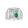 thumbnail image 1 of RYLOS Men's Rings Sterling Silver Rings Lucky Nugget Horse Head 6X4MM Oval Gemstone & Diamond Ring Emerald May Birthstone Rings For Men Size 13, 1 of 7