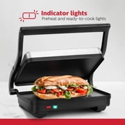 Holstein Housewares 2 Slice Non Stick Griddle, Stainless Steel Panini Press Electric with Adjustable Temperature Settings and Nonstick Plates, 1000W