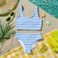 thumbnail image 6 of CCRFTGI Swimsuits for Child Girls Size 6-7 Two Piece Sets Swim Vacation Girls Bikini Beach Vacation Bathing Suits Cute Summer Striped Girls Fashion Tankini Swimsuits Swimwear Light Blue 1-2 Years, 6 of 9