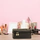 thumbnail image 4 of RKSTN makeup Organizer Large Capacity Travel Cosmetic Bag,Travel Makeup Bag Leather With Brushes Slots Divider Flat Lay Cosmetic Bag Portable Makeup Organizer, 4 of 6