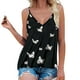 thumbnail image 1 of Athletic camisetas sin mangas para las mujeres Top informal de verano para mujer, camiseta con cuello en V, blusas elegantes con estampado Sexy, camisola con tirantes finos (Black, M), 1 of 7