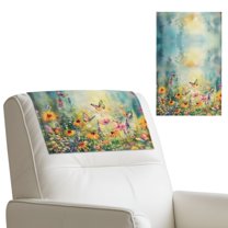 TSOVTHRID Butterfly Daisy Floral Print Recliner Headrest Protector Non Slip Waterproof Headrest Cover PU Leather Recliner Head Rest Cover for Sofa,Furniture,Office Chair 17x27 in, 2 PCS
