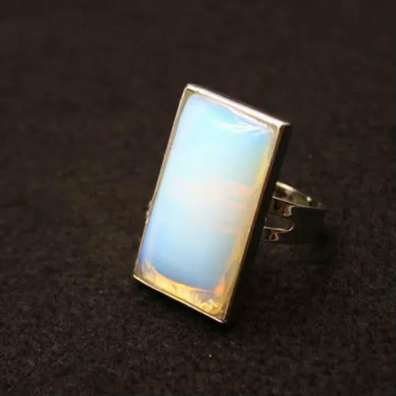 Natural Chakra Crystal Rectangular Ring Quartz Opening Jewelry Healing Reiki New