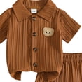 thumbnail image 3 of Nwiuh Toddler Baby Boys Clothes Summer Outfits Polo Shorts Set 2Pcs Boys Clothing Sets 12 Month-5T Coffee for Size 6-9 Months, 3 of 4