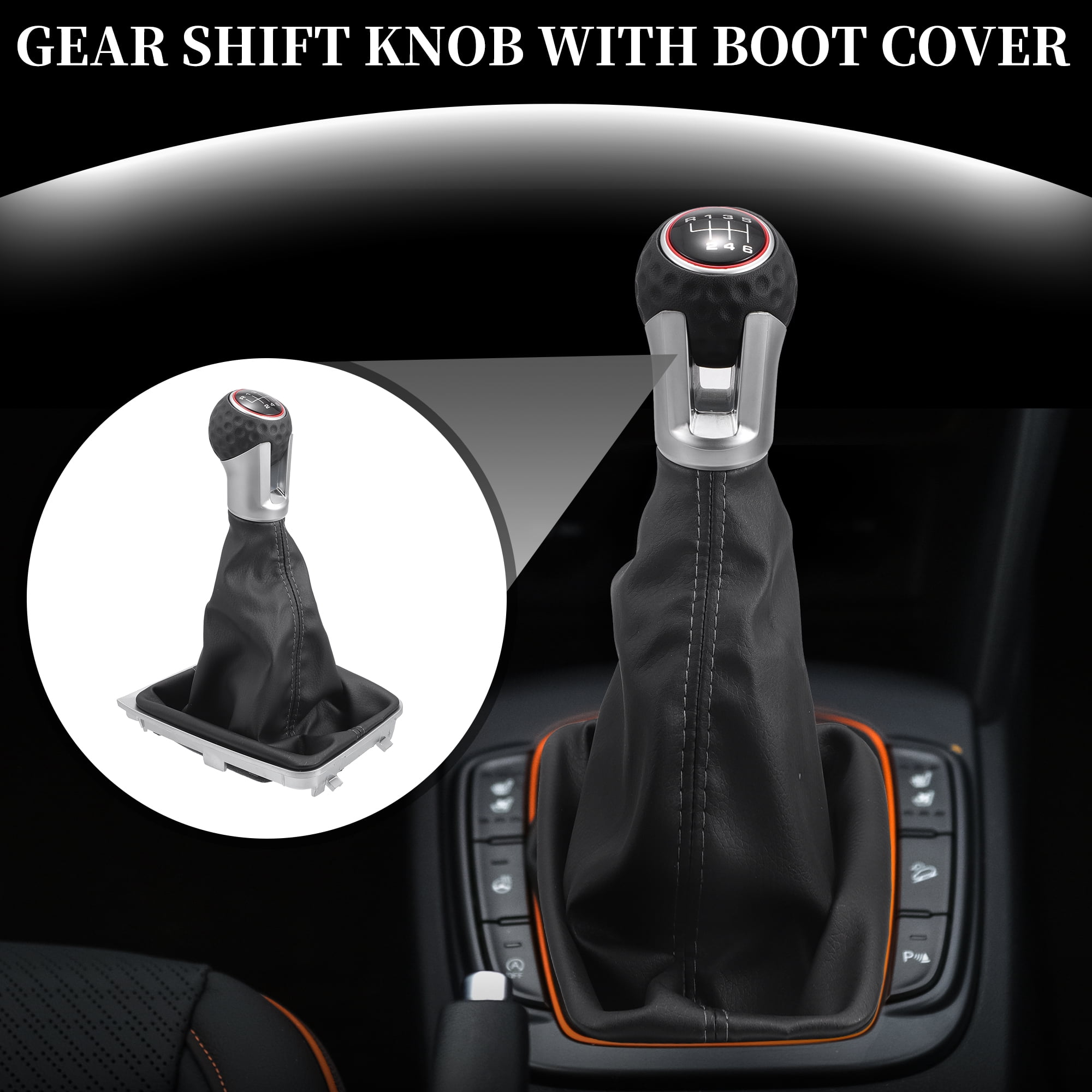 6 Speed Manual Gear Shift Knob with Boot Dust Cover - Stick Shifte Knob - for VW Golf 2013-2017 Plastic