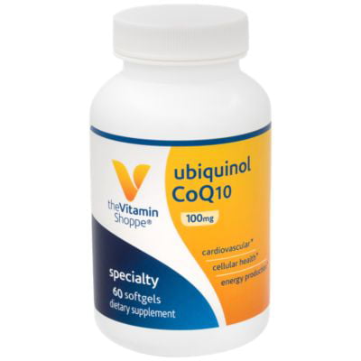 The Vitamin Shoppe Ubiquinol CoQ10 100mg  Beneficial for Those Taking Statins – Supports Heart  Cellular Health and Healthy Energy Production, Essential Antioxidant – Once Daily (60