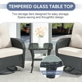 thumbnail image 3 of POCASSY Outdoor Swivel Glider Chairs - Outdoor Swivel Rocking Chairs Set of 2 with Rattan Side Table, All Weather Black Wicker Outdoor Bistro Set 3 Piece Patio Furniture Set for Porch Pool, Beige, 3 of 12