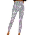 thumbnail image 3 of QATAINLAV Tight Leggings for Women Fashion Glitter Sequin Printed High Waist Yoga Pant Casual Full Length Seamless Tummy Control Workout Pants Purple M Ropa de Verano Para Mujer, 3 of 5