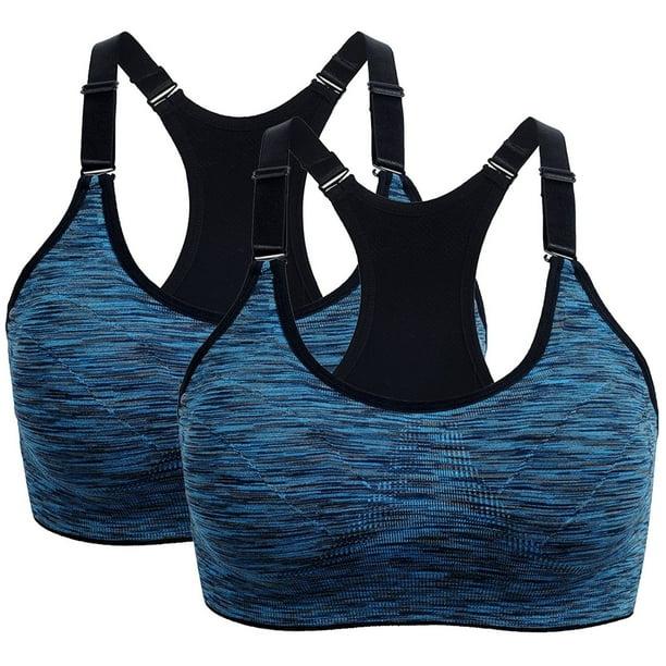 Pack de 2 sujetadores deportivos de alto impacto para mujer - Camiseta sin costuras para yoga y running con tirantes ajustables (tallas S-XL)