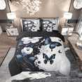 thumbnail image 2 of Manfei Vintage Butterfly 7-Piece Bedding Sets Full Size for Girls, Spring Flower Floral Comforter Sets with Sheets, Black White Marbling Bedding Accessories, Super Cozy Room Decorative, 2 of 8