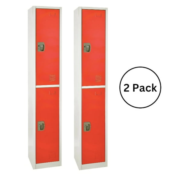 AdirOffice Casier de Rangement à Étages en Acier à Double Compartiment 72 Po H x 12 Po L x 12 Po D pour Clés, Rouge, Lot de 2