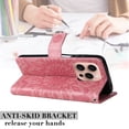 thumbnail image 6 of Feishell Slim Wallet Case for iPhone 15 Pro Max,Shockproof Stylish Embossed Pattern PU Leather Magnetic Clasp Folio Flip Kickstand Card Slots with Wrist Strap for Women Men Phone Cover,Pink, 6 of 8