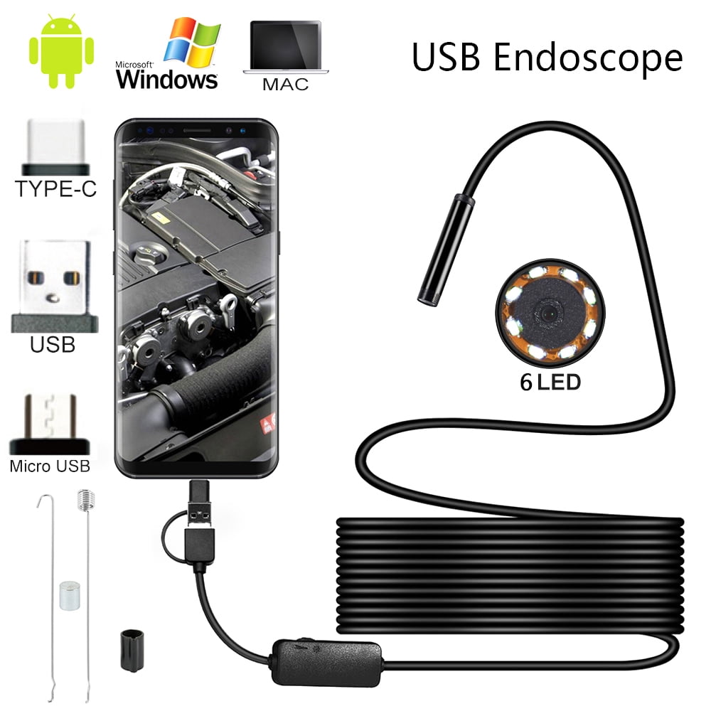1-10M Endoscope Caméra Vidéo 7MM 6 LED Android PC torche Inspection étanche USB 