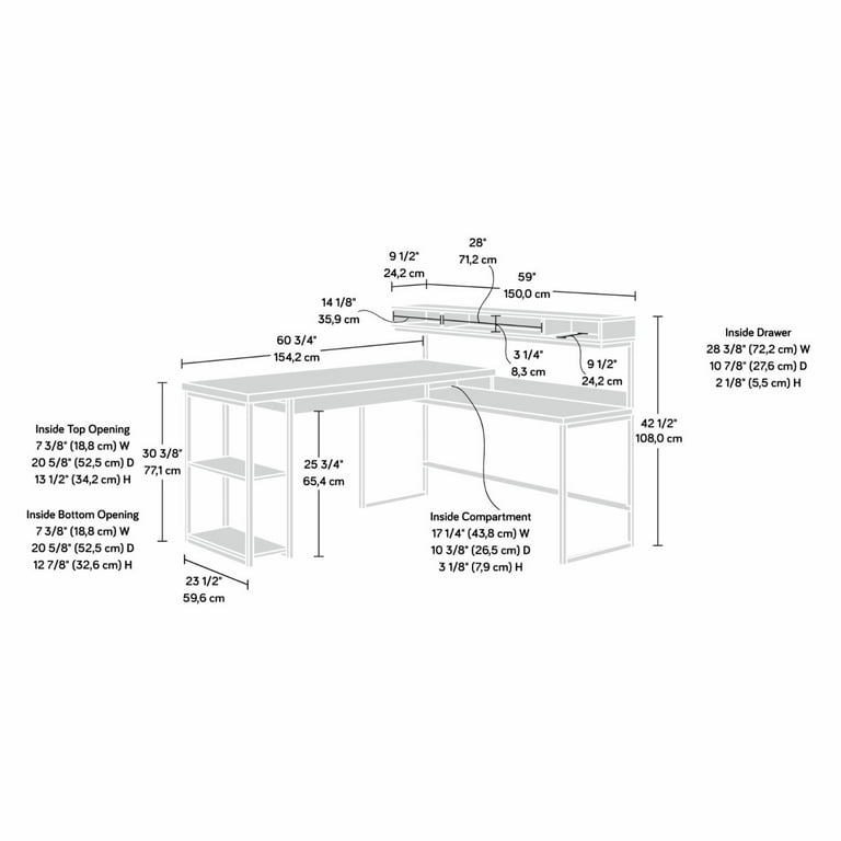 Sauder Transit L Desk in Salt Oak