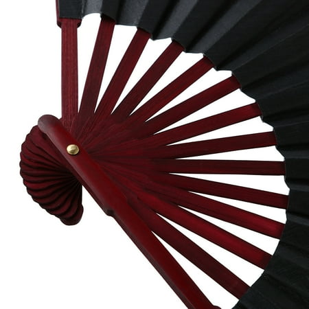 

ERTUTUYI Lace Pattern Solid Color Held Fan Wedding Folding Hand Party Dance Silk Folding Fans Black
