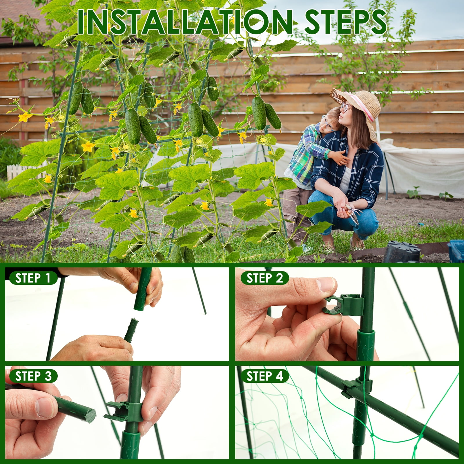 Sutowe Cucumber Trellis for Raised Beds Adjustable Size A Frame Garden Trellis with Climbing Net Garden Supplies for Climbing Plant Outdoors