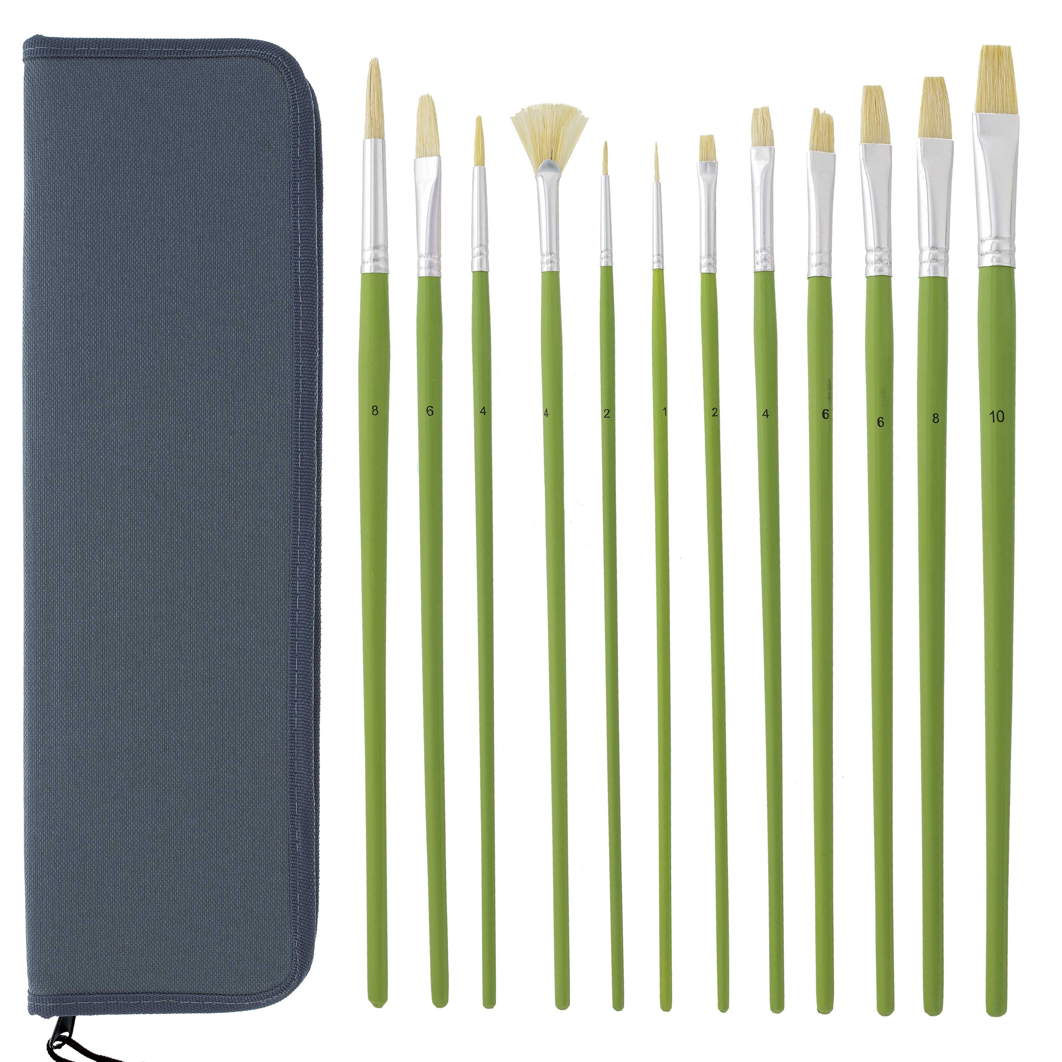 US Art Supply 12-Piece Assorted Artist Brush Set For Acrylic & Oil Painting