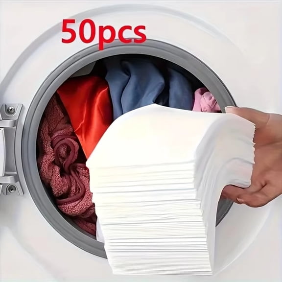 Color Catcher Sheets, 50-Count Laundry Dye Trapper, Prevents Color Bleeding, Mixed Load Washer Sheets, Dye Transfer Blocker, Safe For All Fabrics, Hot/Cold Water,White