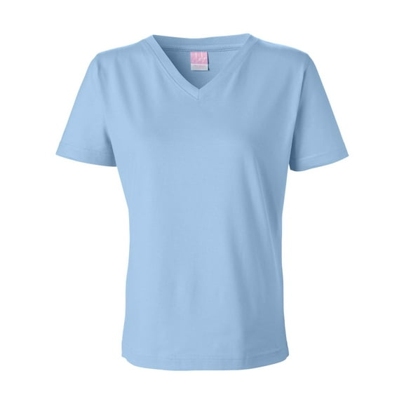 Ladies' Premium Jersey V-Neck T-Shirt LIGHT BLUE 3XL