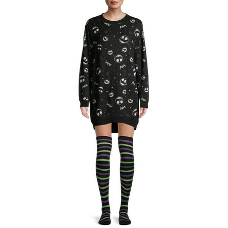 

Disney Women s and Women s Plus Nightmare Before Christmas Pajama Sleep Shirt with Socks