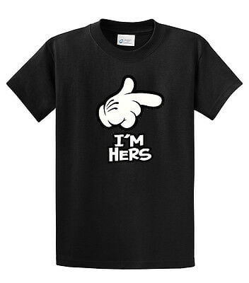 Cartoon Hand I'm Hers Men's Tee Shirt Funny Hand Pointing I'm Hers Black - Bild 7 von 117