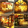 thumbnail image 4 of COSITTE 1:24 Japanese Courtyard DIY Wooden Dollhouse Kit with LED Lights & Furniture Decor, Miniature House Building Set for Crafts & Home Decor, 4 of 9