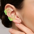 thumbnail image 2 of Yesbay 1 Pair Tree Frog Ear Clips Realistic Animal Shape Electroplated Polished Ani-slip Non-pierced Alloy Party Events Daily Wear Earrings, 2 of 7