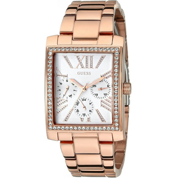 GUESS U0446L1,ladies Multi-function,Rose Gold Tone Case and bracelet,Crystal Accented Bezel,50m WR
