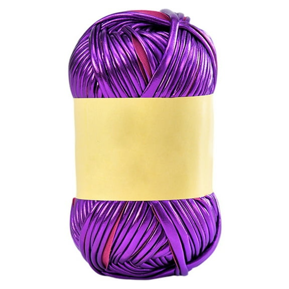 T-Shirt Yarn Metal Crochet Yarn for Bags Basket DIY Craft Glossy Yarn Shiny Cloth Knitting Yarn Apply Crocheting Handmade Projects 100 Grams/Roll Violet