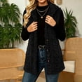 thumbnail image 5 of cocolona Textured Fuzzy Fleece Vest for Women Sleeveless Button Down Cable Knit Cardigan Solid Color Casual Sweater Vest, 5 of 7