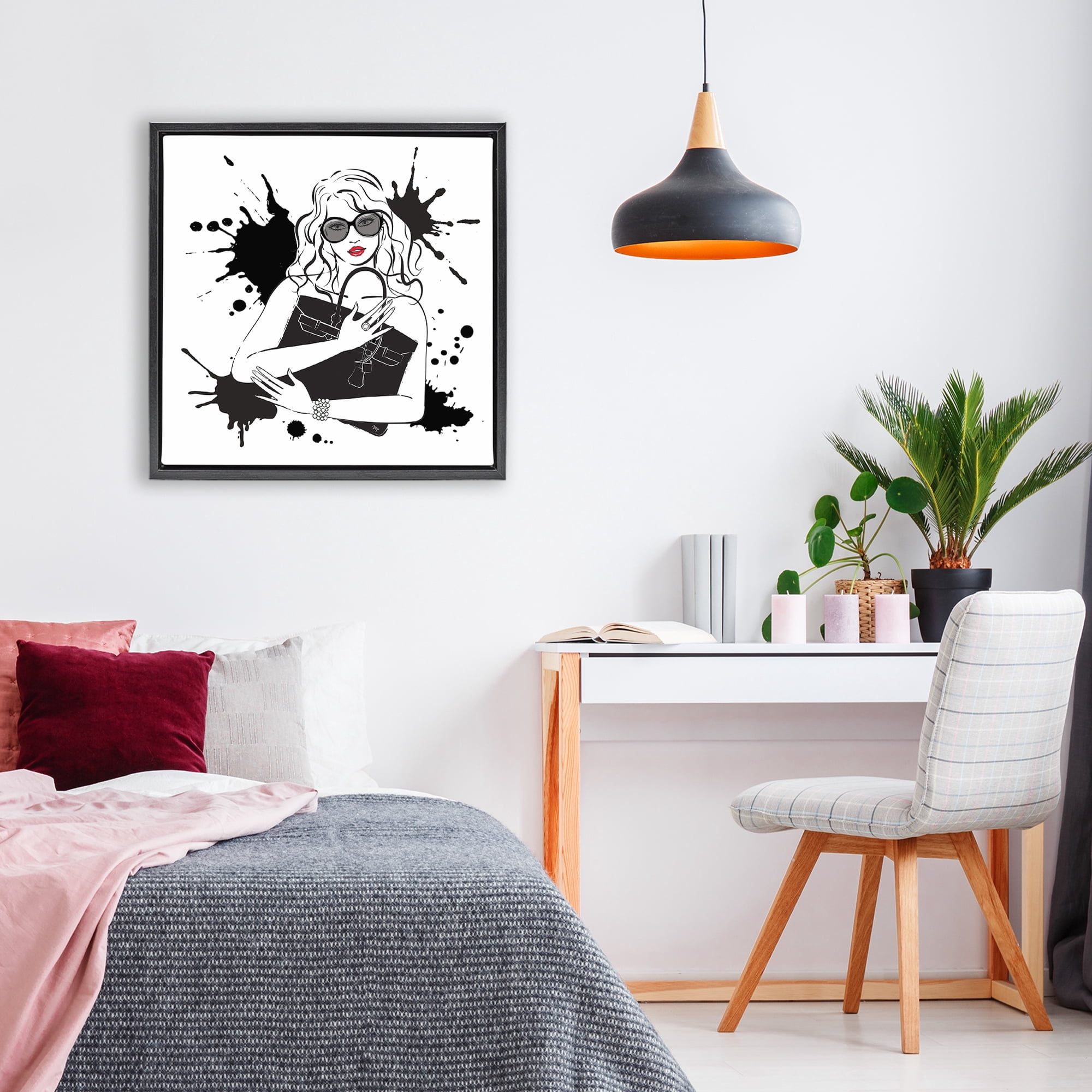 Stupell Industries Black Bag Elegance & Glamour Black Framed Floater Canvas Wall Art, design by Martina Pavlova