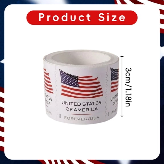 Clearance Under $0.79! 1ROLL USA Flag Stickers, Patriotic American Flag Labels for Packaging & Independence Day Decor, Paper, for Crafts & Events, White, One Size