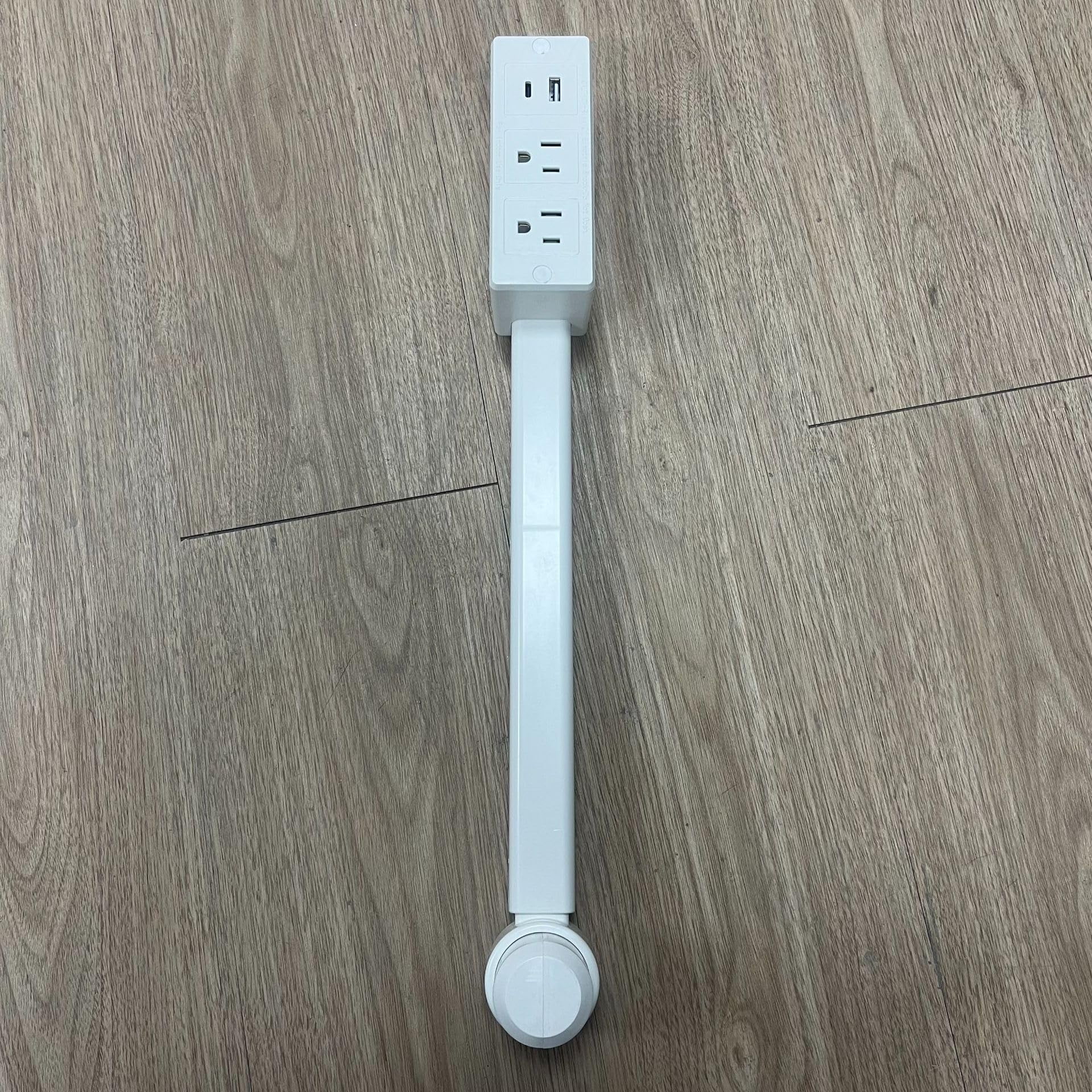 Power Socket Extender with USB-A/C & 2 AC Outlets - 22"-34" Extendable, 180° Rotating for Hard-to-Reach Areas (Behind Furniture)