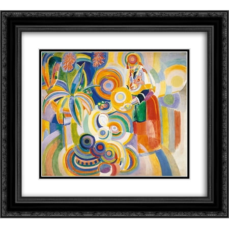 Robert Delaunay 2x Matted 22x20 Black Ornate Framed Art Print 'Tall Portuguese Woman'