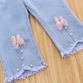 thumbnail image 5 of WhouRiu Toddler Girls Jeans Soft Elastic Waist Wide Leg Denim Pants with 3D Butterfly Kid Girls Flare Thin Trousers Pink,Sizes 4-5, 5 of 7