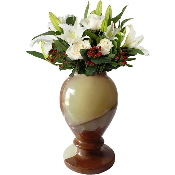 India Meets India Handicraft Flower Vase with Onyx Marble Decorative Home, Offices, Best Gifting, Made by Awarded Indian Artisan
