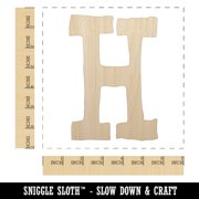 Letter H Uppercase Cute Typewriter Font Wood Shape Unfinished Piece Cutout Craft DIY Projects - 6.25 Inch Size - 1/8 Inch Thick