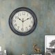 thumbnail image 4 of Reloj de pared redondo para colgar, con números arábigos grandes, silencioso y sin tictac para hotel. Plata antigua, 4 of 8