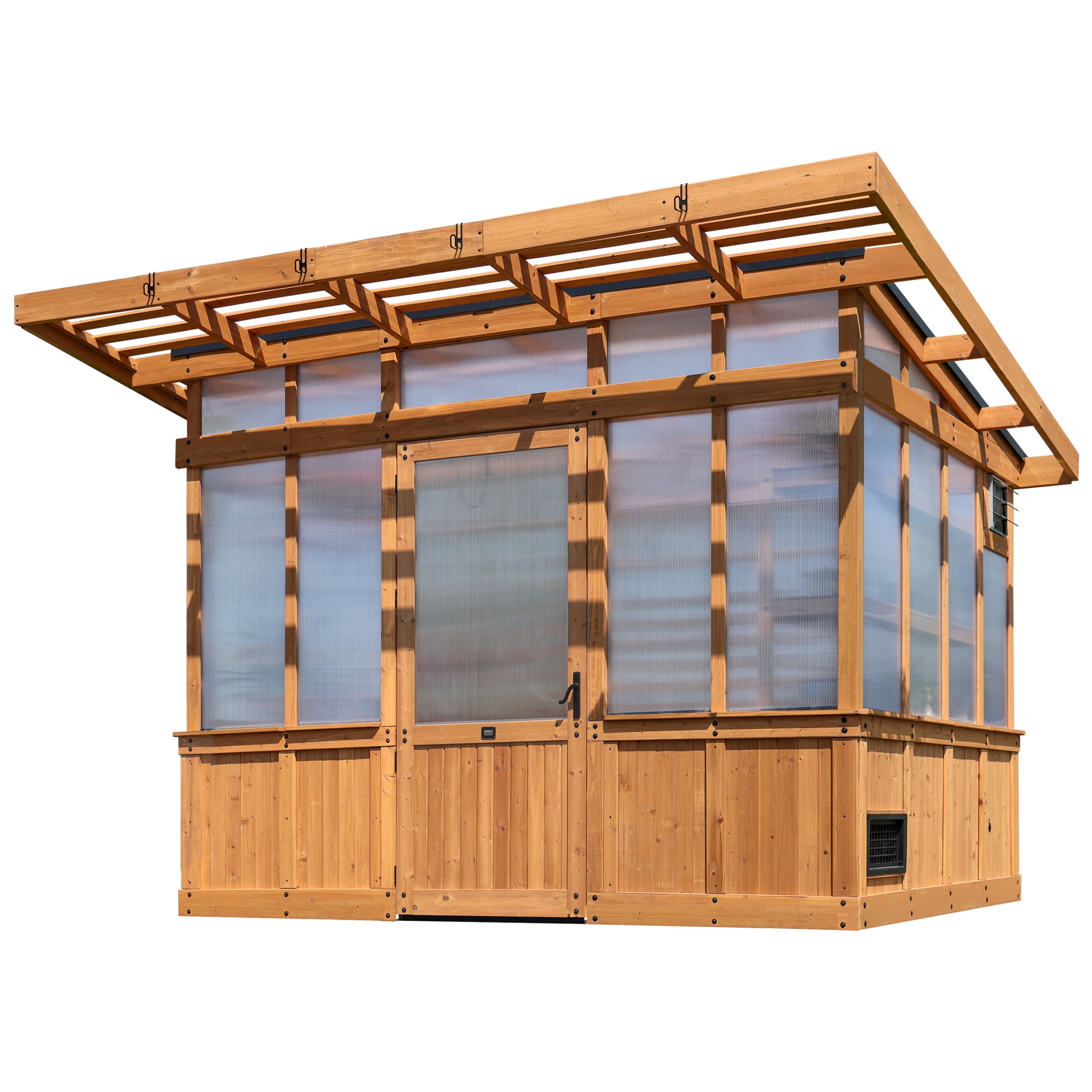 Backyard Discovery Poppy 11'x7' Cedar Wood and Polycarbonate Greenhouse Kit, PowerPort