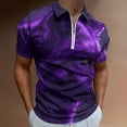 thumbnail image 2 of Purple Wolf Men Zipper T-shirt Summer Casual Short Sleeve T-shirt Top, 2 of 7