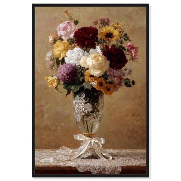 Delicate Lace Vase Canvas Print Autum Art by Art Remedy, Black Frame, 10 x 15