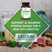 Calcium 1200 mg with Vitamin D3 - Best Absorption & Bone Health Support Supplement for Women & Men - Bone Strength, Teeth & Immune Support - Natural Calcium & D3 Pills - Bottled in USA - 60 Tablets