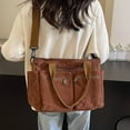 thumbnail image 6 of FENOHREFE Women Bag Large Capacity Shoulder Bag with Pockets Korean Styles Cord Handbag Corduroy Crossbody Bag Top Handle Bag, 6 of 8