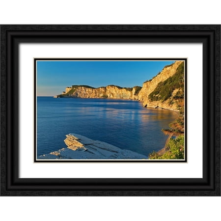 Jaynes Gallery 24x17 Black Ornate Wood Framed with Double Matting Museum Art Print Titled - Canada-Quebec-Forillon National Park Limestone cliffs along Gulf of St Lawrence at sunrise