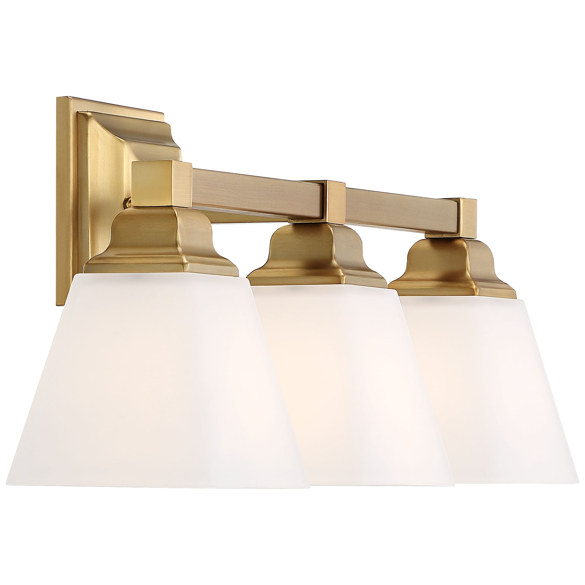 Regency Hill Mencino Modern Wall Light Warm Brass Hardwire 20" 3-Light Fixture Etched Opal Glass Shade for Bedroom Bathroom Vanity Living Room House