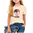thumbnail image 4 of Girls 4th of July Shirt Patriotic American Flag Graphic Tee Khaki Short Sleeve Kids Summer Top,Size 4-5 T, 4 of 5